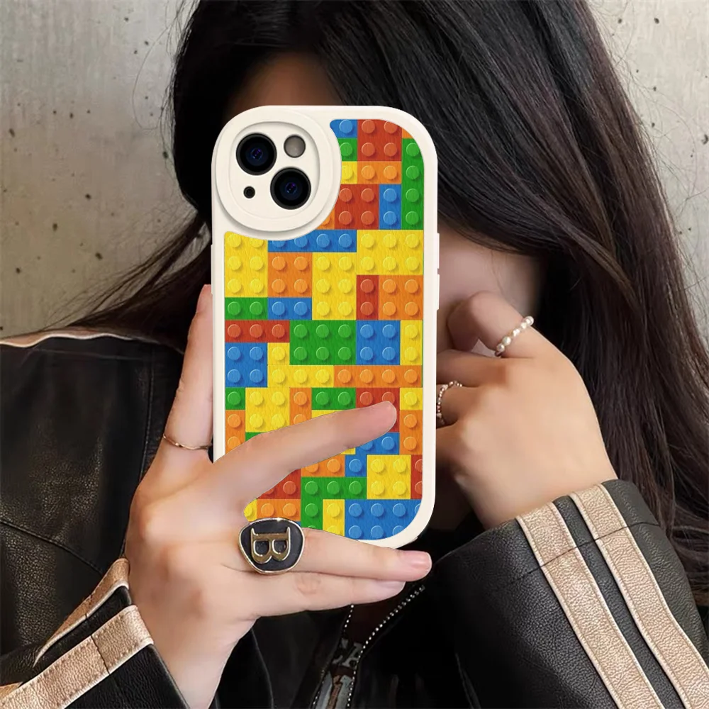 Твердый кожаный чехол L-Lego для iPhone 15 14 13 12 Mini 11 Pro Max Xs X Xr Plus