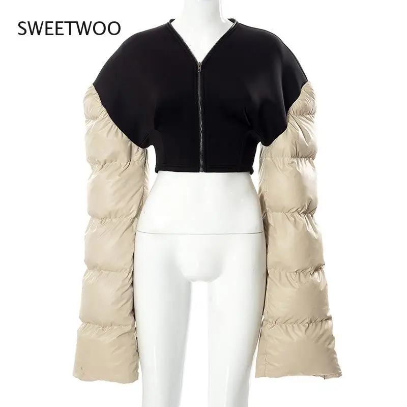 European and American style winter 2021 new down padded jacket slim warm stitching jacket women