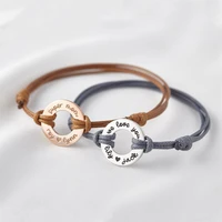tangula personalized rope adjustable bracelet custom name circle stainless steel bracelet for her best gift