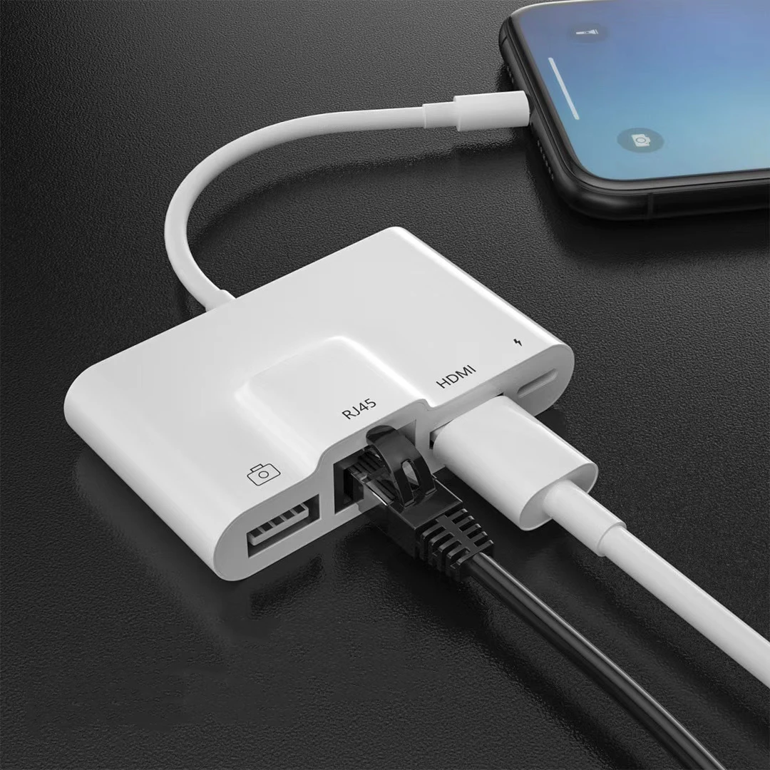 4K 2klightning к Rj45 Ethernet LAN HDMI-совместимый адаптер ТВ USB-концентратор OTG Зарядка для iPhone