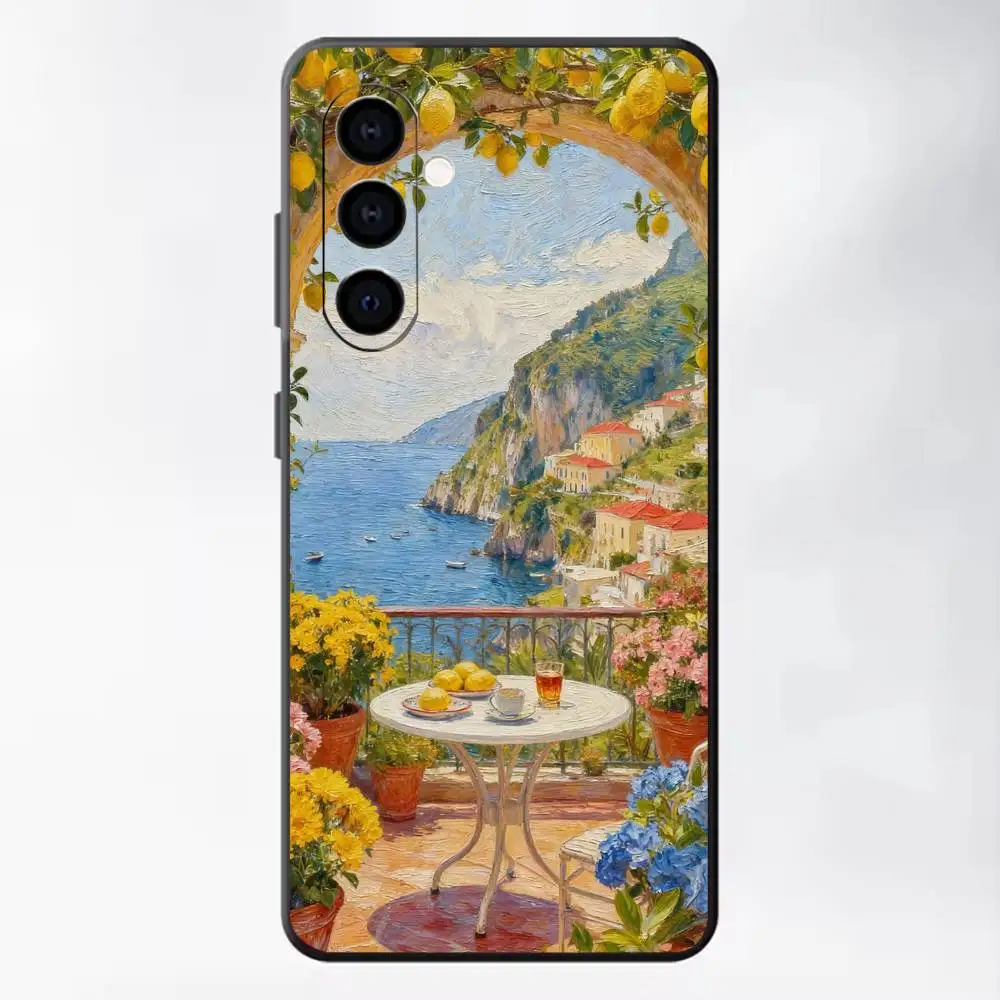 Фото Чехол для телефона Italian Sorrento Costiera Amalfitana, черный, силиконовый, мягкий, для Samsung A73, A72, A71, A70, A53, A52, A51 №3