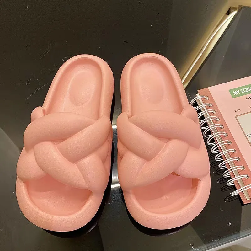 Comwarm Home Cloud Slippers For Women Cross Design Sandals Female Soft Sole Bathroom Sandals Outdoor Beach Thick Bottom Slides