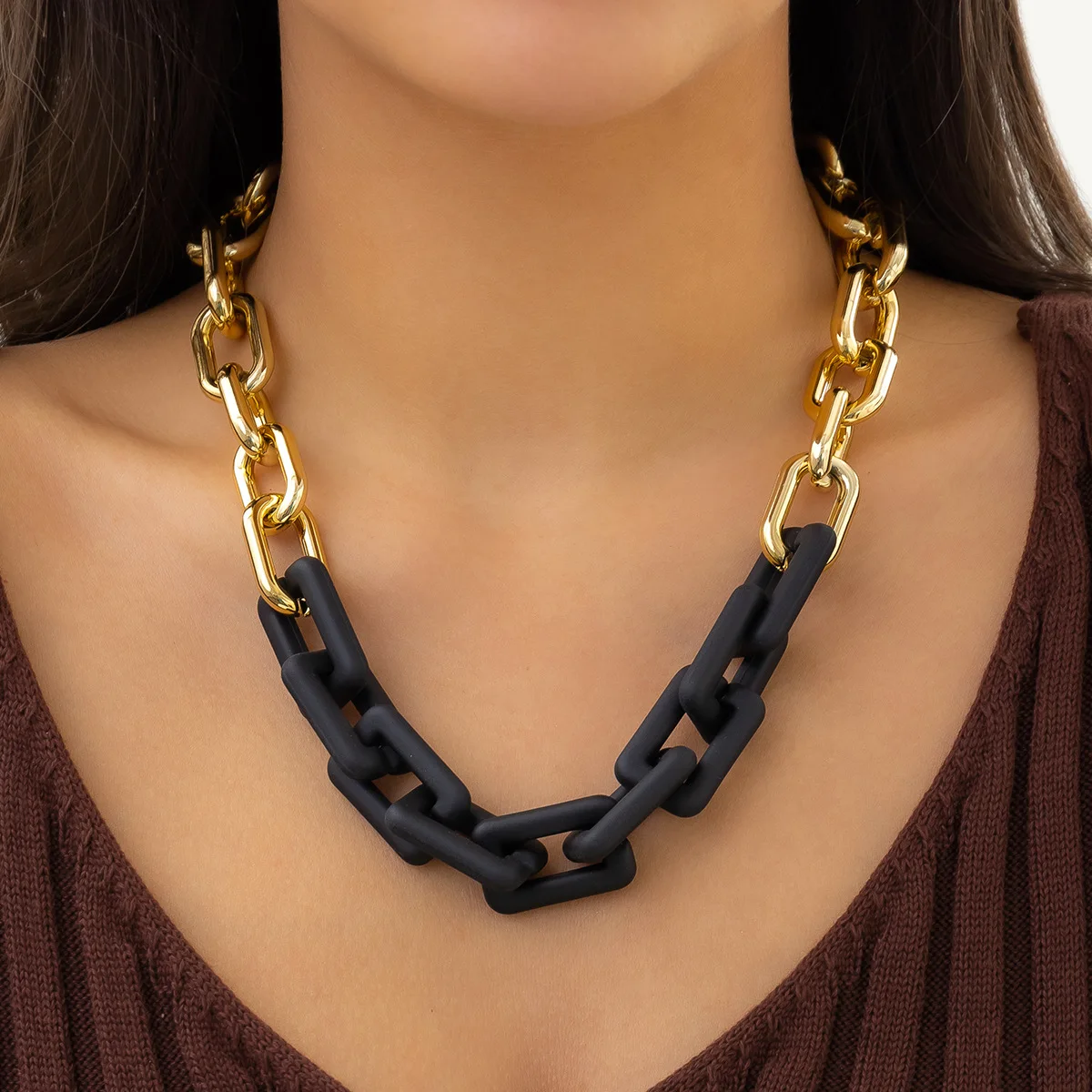 

Ailodo Hiphop Chunky Plastic Chain Necklace For Women Men Minimalist Party Wedding Necklace Simple Fashion Jewelry Girls Gift