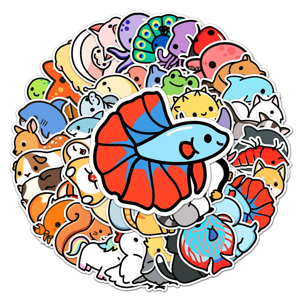 

10/30/50PCS Cartoon Cute Animals Kids Stickers for Luggage Laptop IPad Gift Notebook Journal Waterproof Sticker Wholesale
