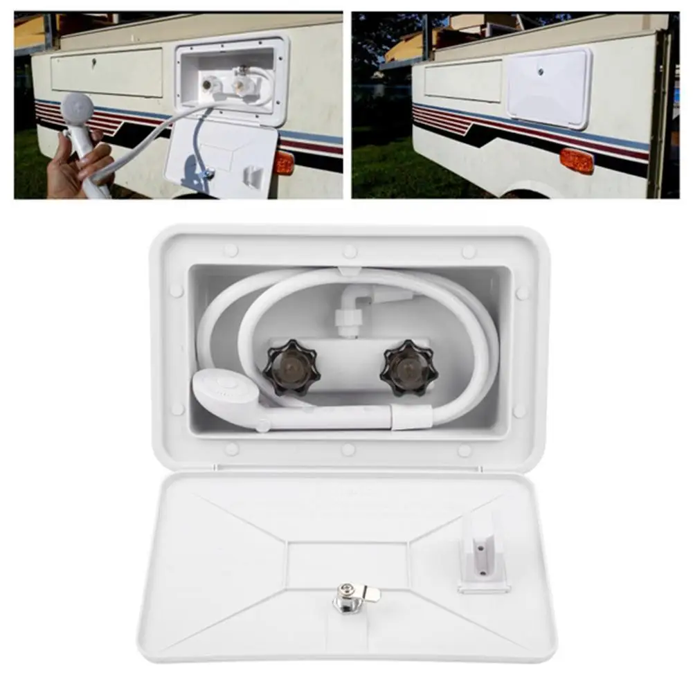 

1 Set Rv Exterior Shower Box Kit With Lock Boat Marine Caravan Accessories Black Bathroom Motorhome White Kit S1y4