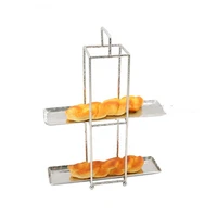 factory direct creative stainless steel rectangular double layer plate rack decorative dessert rack