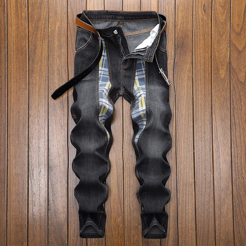 

Мужские джинсы стрейч, черные прямые повседневные джинсы, подходящие к цвету, 2022