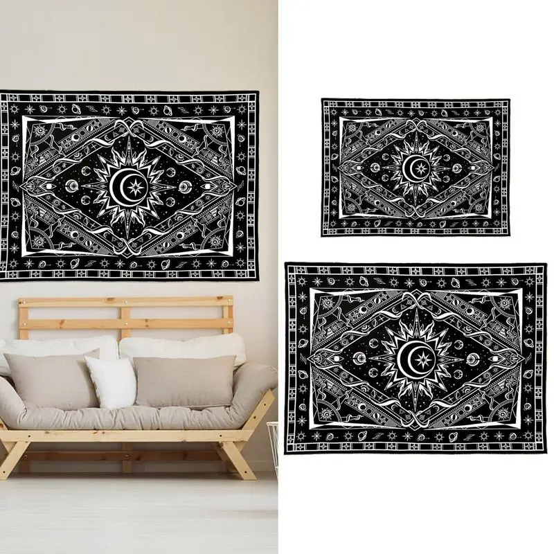 

Black And White Tapestry Trippy Sun Tapestries Stars Space Bohemian Beach Towels Home Decor Yoga Mats Blankets Multifunctional