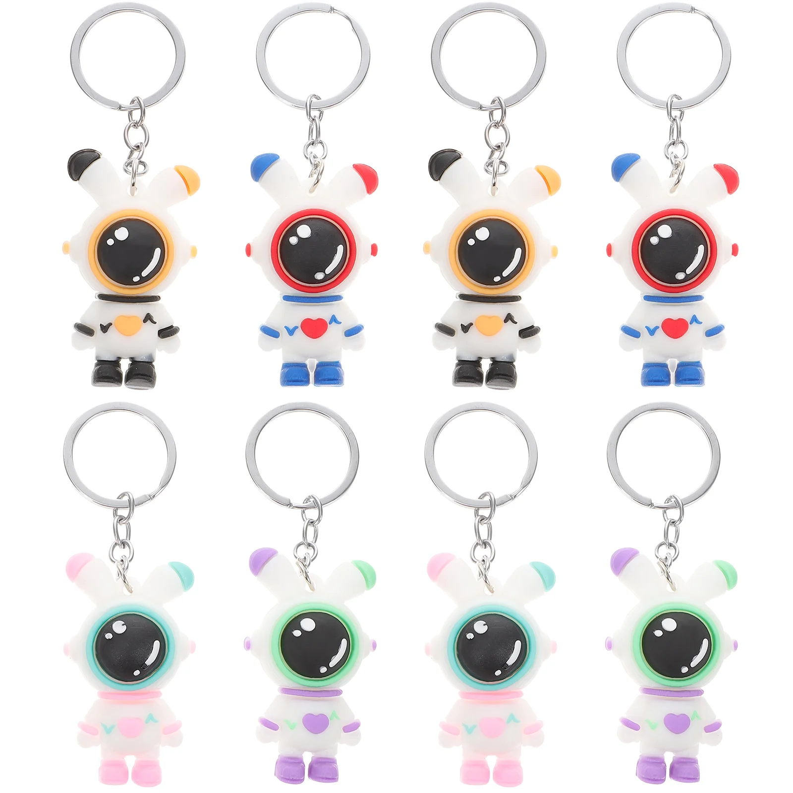 

8pcs Space Rabbit Keychains Girl Decorative Key Rings Cartoon Animal Key Chains