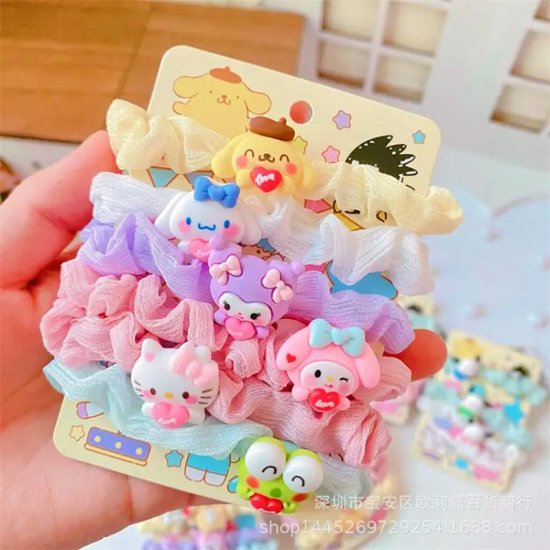 

Kawaii Sanrio аниме серия мелодия Kuromi Cinnamoroll похвалка Hello Kitty Девочка Сердце резинка мультяшное кольцо для волос