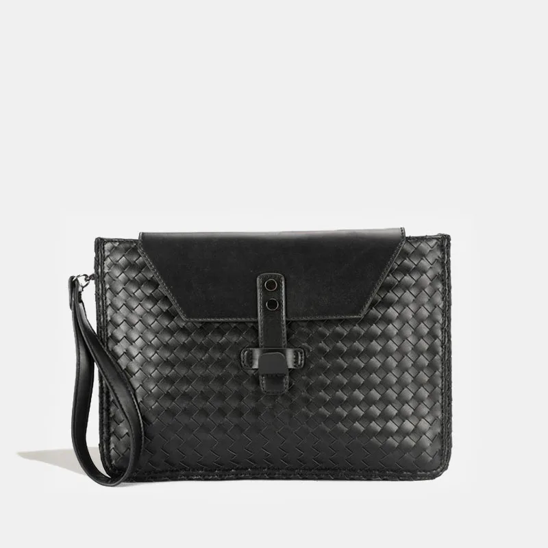 

Braided Mens Clutch Bags Hand Bag Men Messenger Man Leather Pouch Men's Envelope Male Luxury Purse Designer With Shoulder Strap