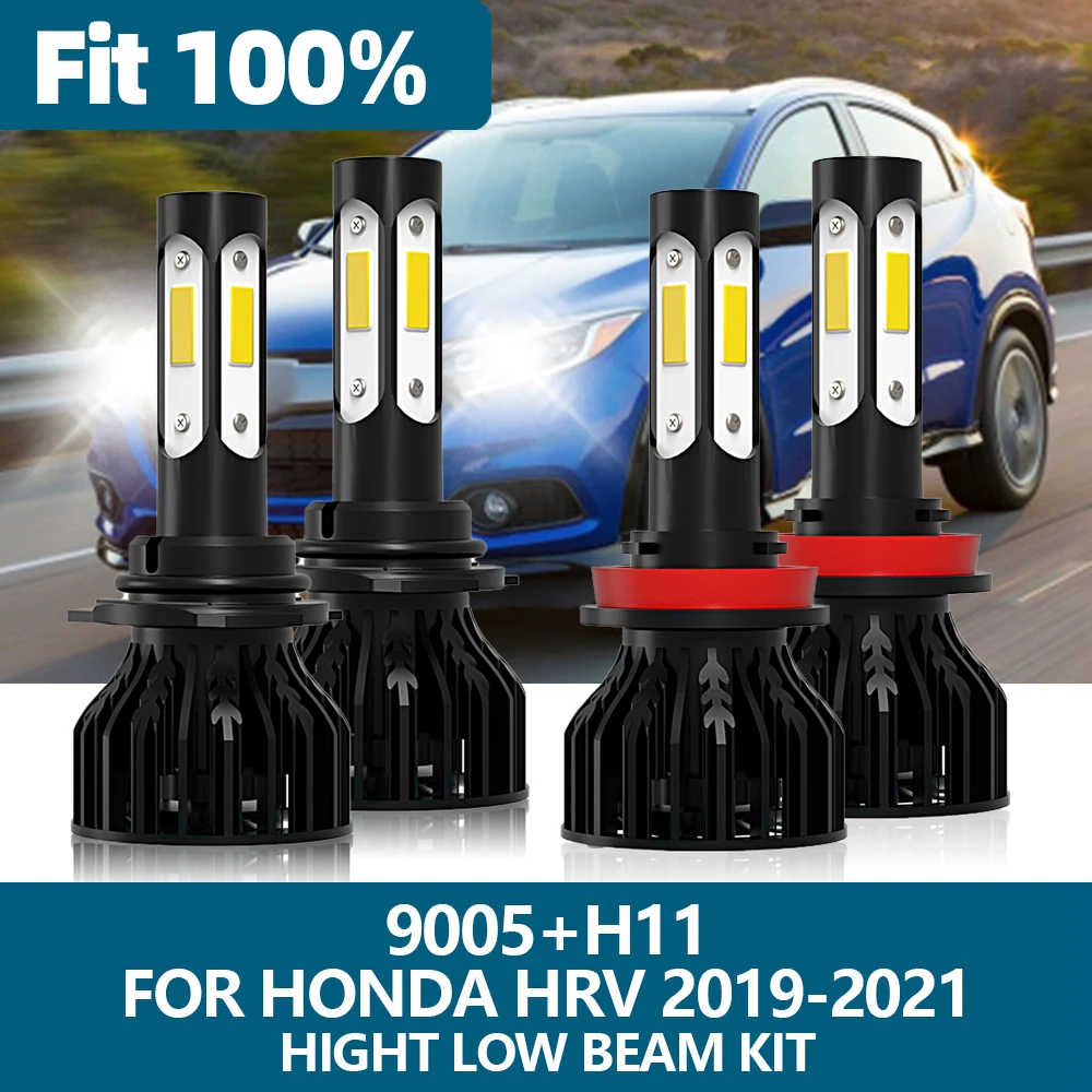 

4Pcs LED Headlight H11 9005 HB3 Car Light 6000K 10000LM 100W COB Chips Hight Low Beam Bulb Kit For Honda HRV 2019 2020 2021