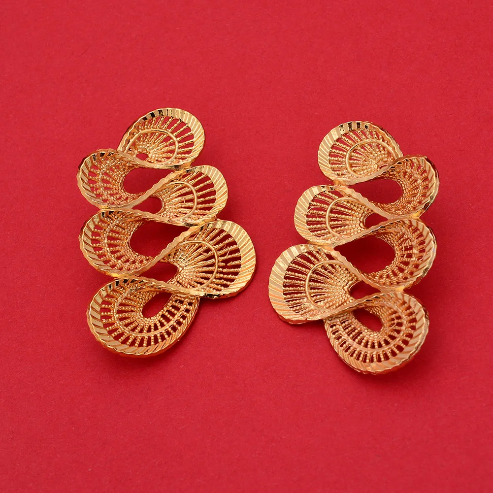 Серьги золотого цвета для женщин и девушек серьги в форме цветка свадебные