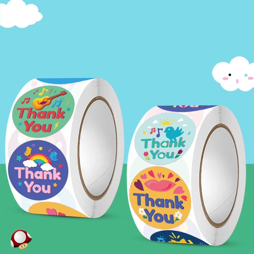 

1 шт. 300 наклеек в рулоне, круглая мультяшная благодарность, Подарочная этикетка, наклейка, Подарочная коробка, декоративная этикетка, наклейка