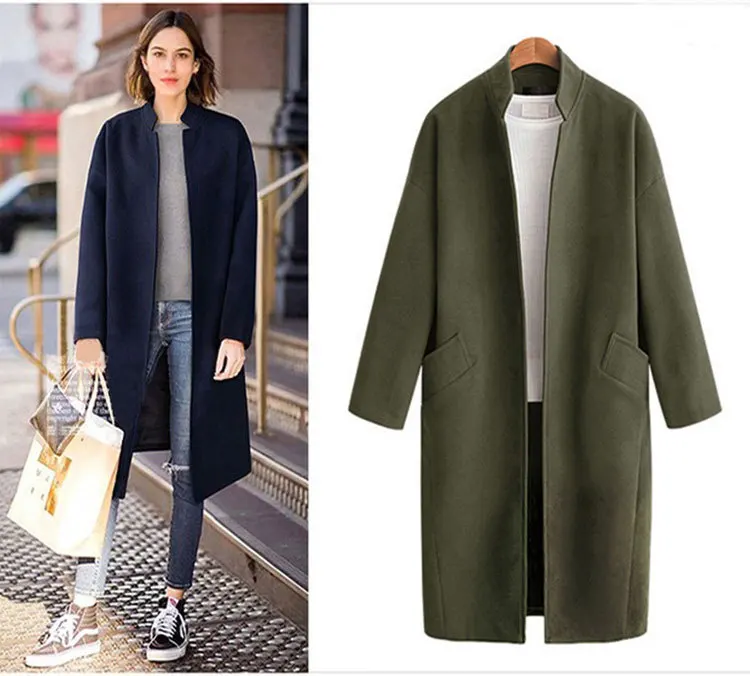 

2022 Winter Women Wool Long coat Casual overcoat