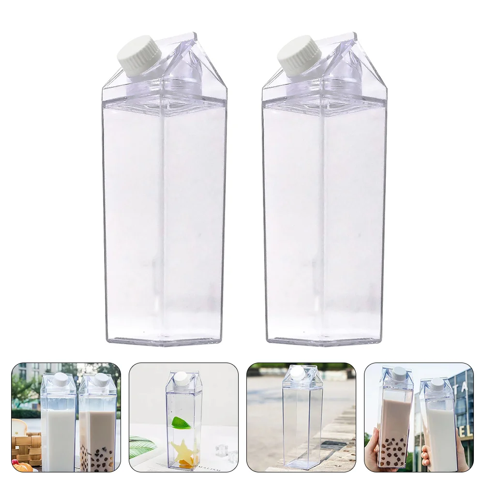 

2 Pcs Milk Bottle Clear Container Lid PS Storage Multi-function Cold Drinks Sealed Travel Water Practical Household