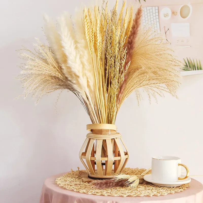 

70Pcs Boho Home Decor Bouquet Phragmites Dried Flower Bouquet Ramadan Decoration Natural Pampa Grass Bouquet Wedding Decoration