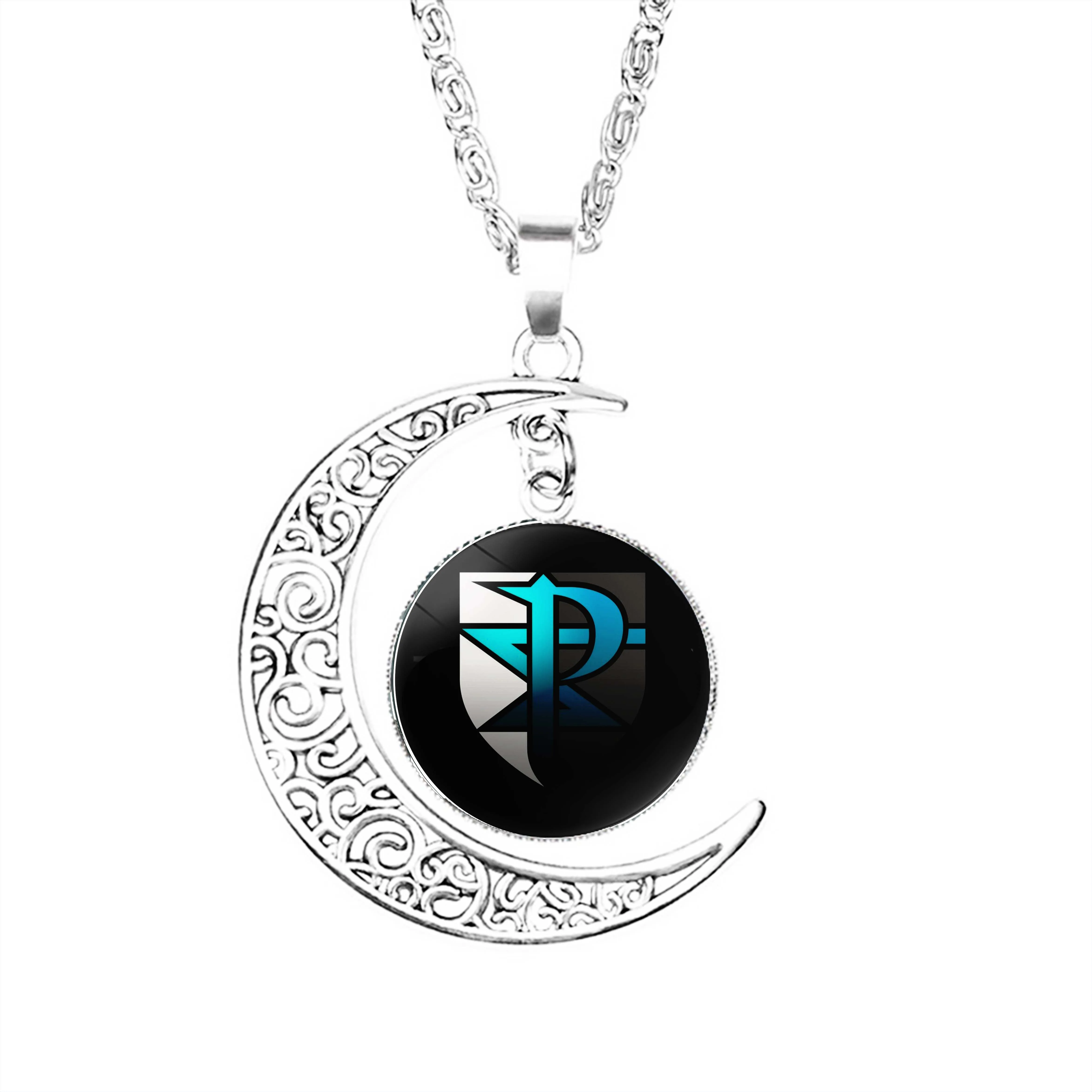 

Team Plasma Logo Moon Necklace Chain Gifts Crescent Lady Pendant Jewelry Stainless Steel Men Women Lovers Charm Boy Glass