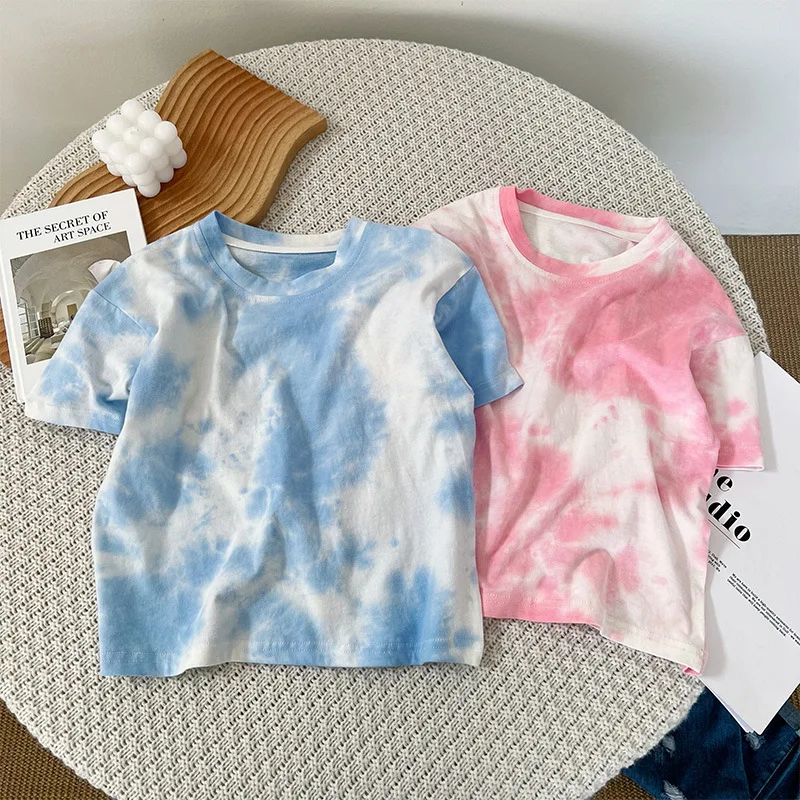 

2022 summer new children's clothing children's tie-dye style short-sleeved cotton boys Korean version of the trendy thin T