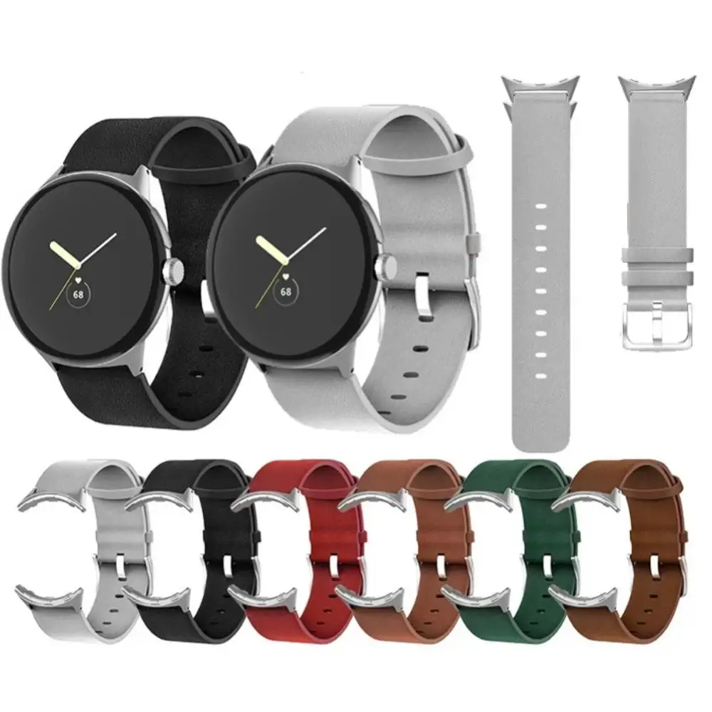 

Leather Strap For Google Pixel Anti-slip And Anti-perspiration 16 18 20 22 24mm Straps Soft Matte Leather Watch Band