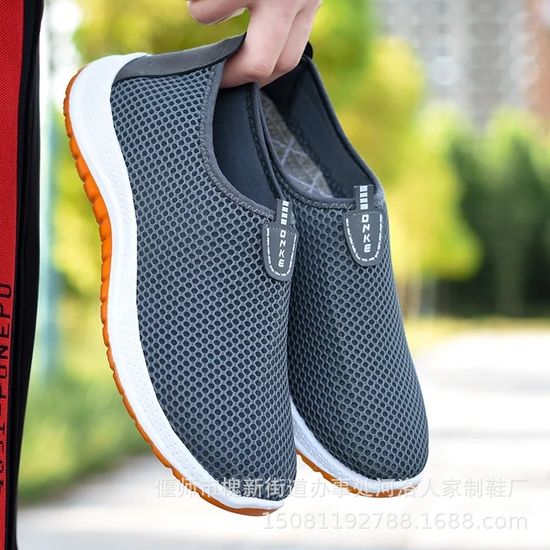 

2022 Spring Autumn Summer Mesh Shoes Men's Breathable Sandals Mesh Shoes Soft Bottom Breathable Casual Shoes Lazy Mesh Shoes