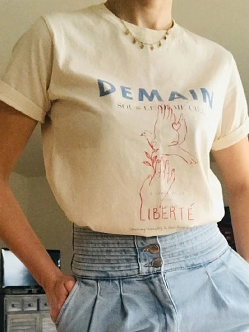 

Letter T Shirt Femme Hand Painted Pattern Round Collar Loose Soft Cotton Tees Shirt Chic 2021 Summer Tops Casual Women T Shirts