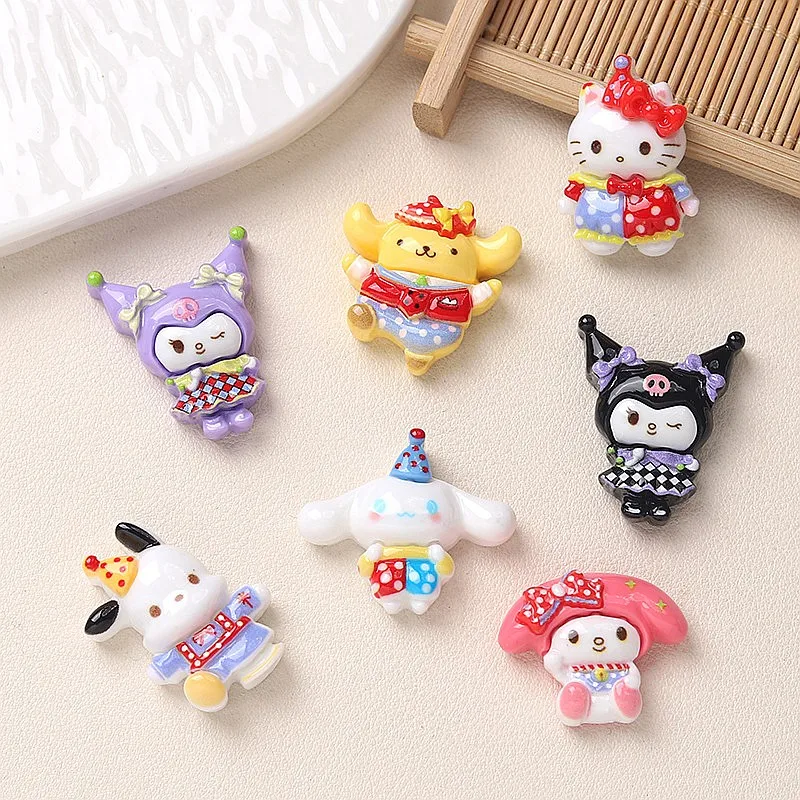 Фото 100 шт. милых кабошонов Sanrio Kuromi Melody из смолы с плоским основанием для DIY-аксессуаров: чехлов для телефонов, серег, поделок, декора для скрапбукинга №4