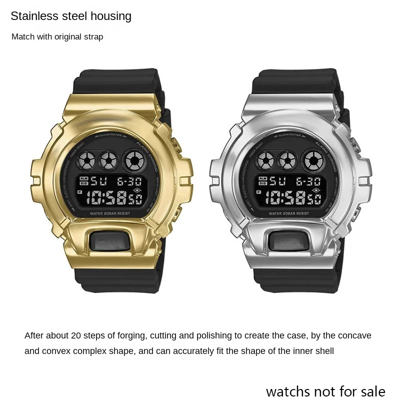 Фото Корпус и ремешок DW6900 из нержавеющей стали для Casio G-Shock DW-6900, металлический браслет с бриллиантовым безелем 6900, комплект модов DW6900, аксессуары для обновления №4