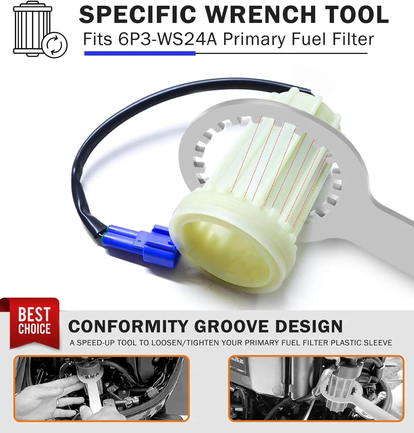 Гаечный ключ TM для топливного фильтра Yamaha 4-stroke 150HP-350 HP F150 to F350 модели 2.6L &amp 3.3L HPDI