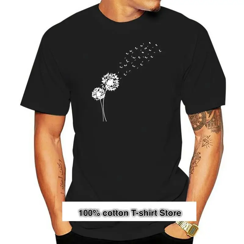 

Camiseta con diseño de diente de león para hombre, Camisa de algodón, color negro, con diseño de arte, regalo único