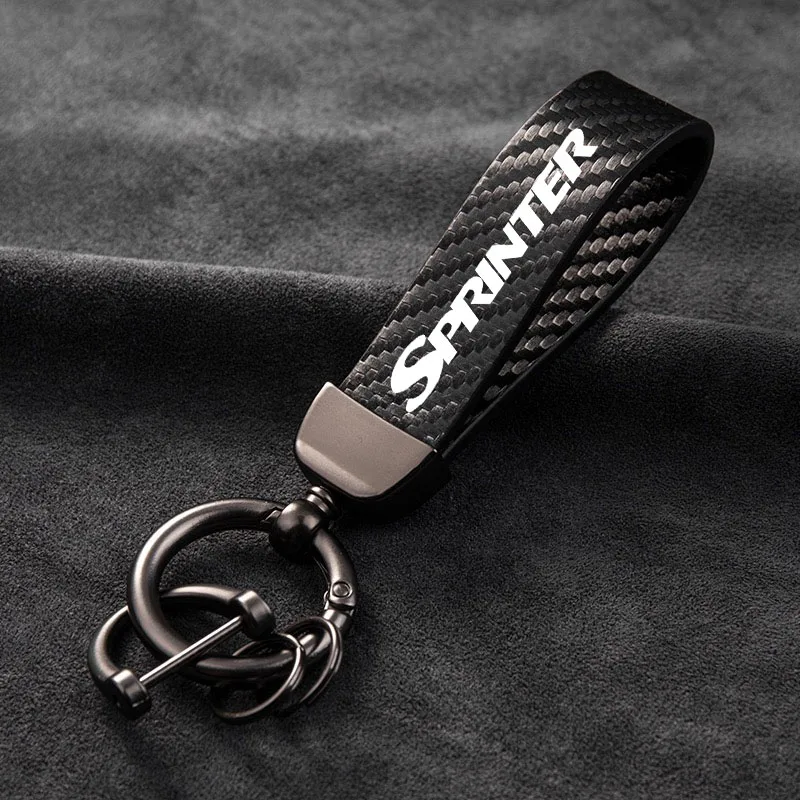 

Leather Carbon Fiber Car Rings Keychain Zinc Alloy Keyrings For Mercedes Benz AMG SPRINTER Car Accessories