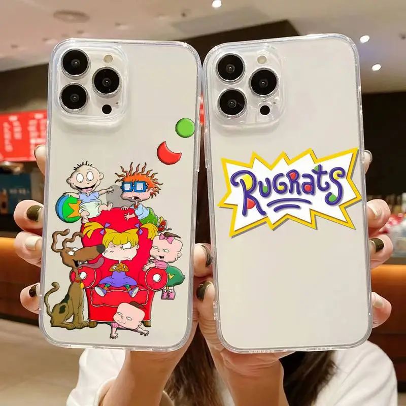 

Милый мультяшный детский чехол Rugrats для телефона iphone 14 Plus 13 12 11 Pro Max Mini X XS XR, мягкий прозрачный чехол