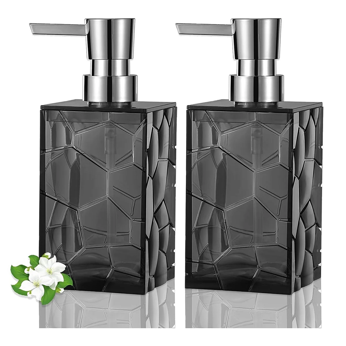 

Hands Soap Dispenser, Clear Acrylic Plastic Liquid Pump Bottles Refillable Lotion Dispenser for Bathroom Decor C