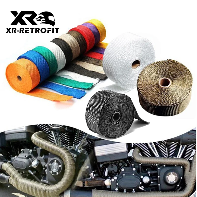 

Motorcycle muffler Thermal Tape Exhaust Header Heat Wrap Manifold Insulation Roll Resistant with Stainless Ties 5cm*5M/10M/15M