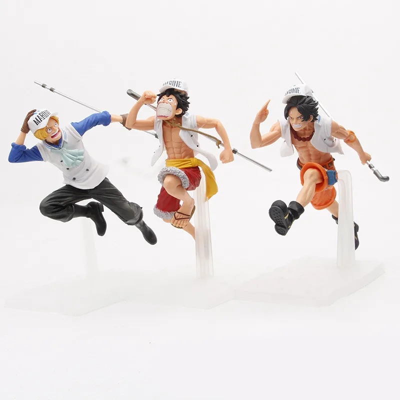 

16cm Anime One Piece Action Figure Monkey D Luffy Portgas Ace Sabo Navy Three Brothers Running Dolls PVC Collectible Model Toy