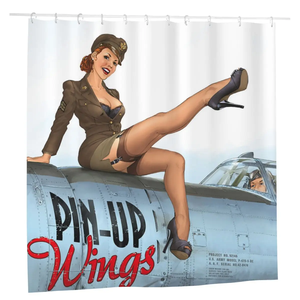

Pin Up Military Roman Shower Curtains Bath Polyester Waterproof Frabic Bath Curtain Sexy Girl Woman Bathtub Curtain
