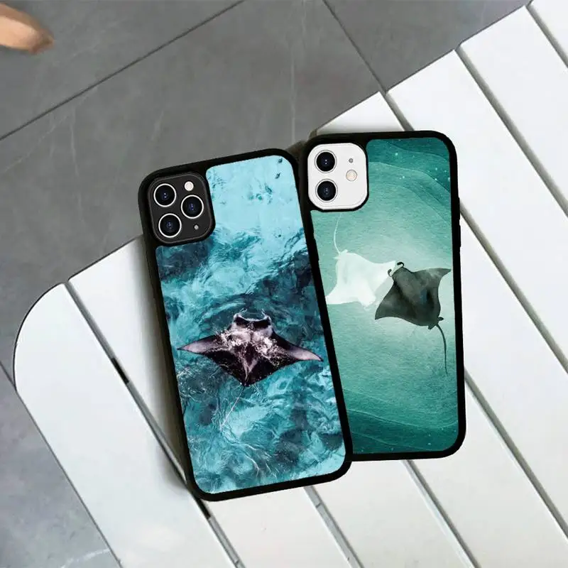 

Animal Manta Ray Phone Case Silicone PC+TPU Case for iPhone 11 12 13 Pro Max 8 7 6 Plus X SE XR Hard Fundas