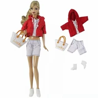 red hoodie crop tops shorts 11 5 doll outfits for barbie clothes coat jacket trousers lucky bag 16 bjd dolls accessories toys