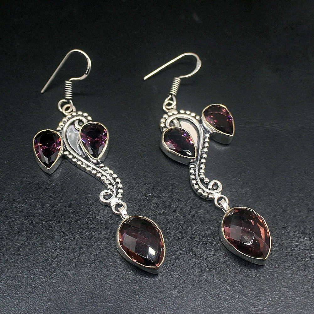

Gemstonefactory Big Promotion Single Unique 925 Silver Vintage Purple Amethyst Women Ladies Gift Dangle Drop Earrings 20215255
