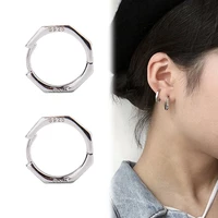 1 pair 925 silver hoop earrings women girls cool round circle earring silver black 925 big large hoop15mm fashion jewelry gifts