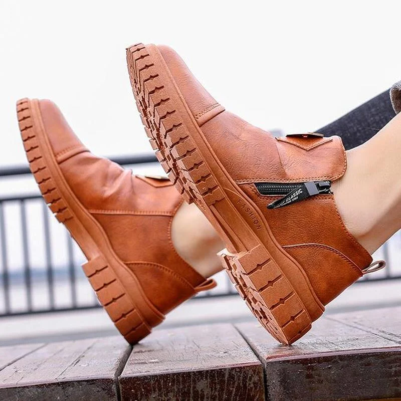 

Chelsea Single Boots Men Low-top Casual Shoes New Four Seasons All-match Shoes Mens Work Shoes Zip Ankle Boots Men Size 39-45