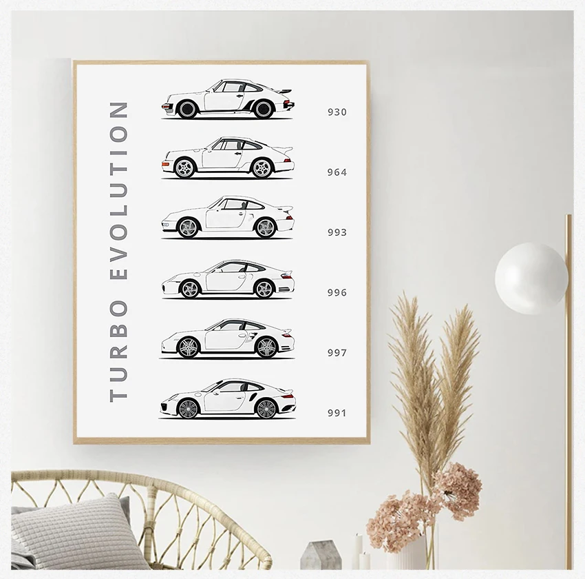 

Красочный постер и принты автомобиля, стильный домашний декор, Настенная картина, эволюция 911 года и Абстрактная Картина на холсте Turbo
