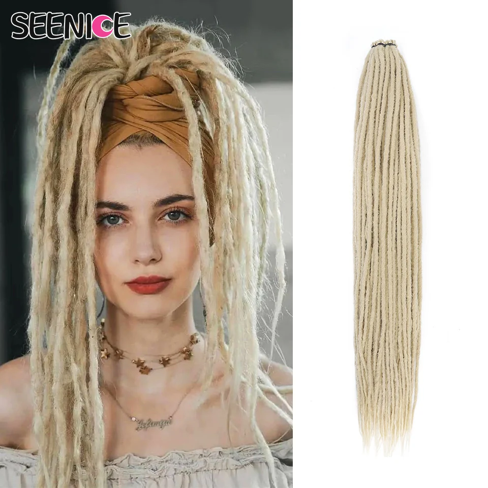 24"-36" Handmade Dreadlock Synthetic Extensions Straight Crochet Braiding Natural Hair For Afro Women And Men Ombre Black Brown