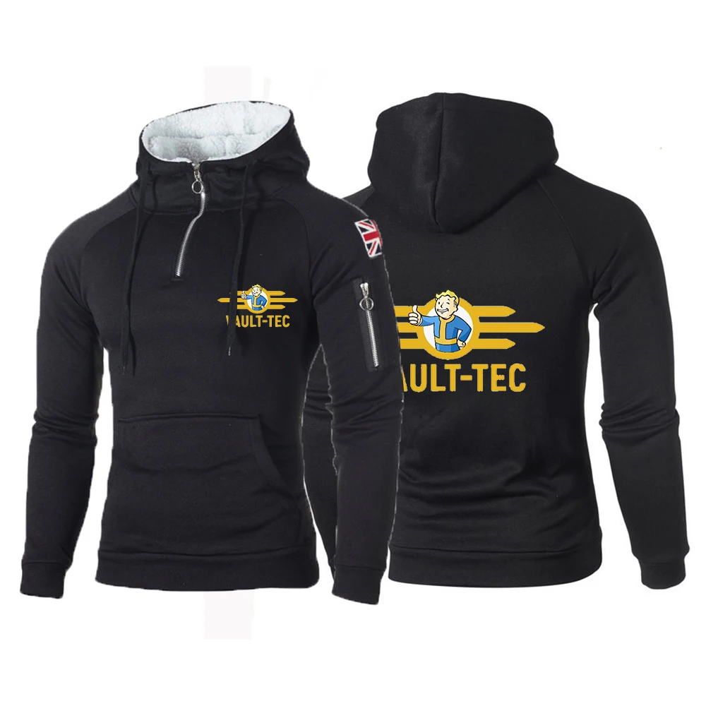 

2022 Vault Tec Logo Video Game Fallout 2 3 4 Printed Men's Spring Autumn Jackets Fashion Pullover Hooded Sweatshirt