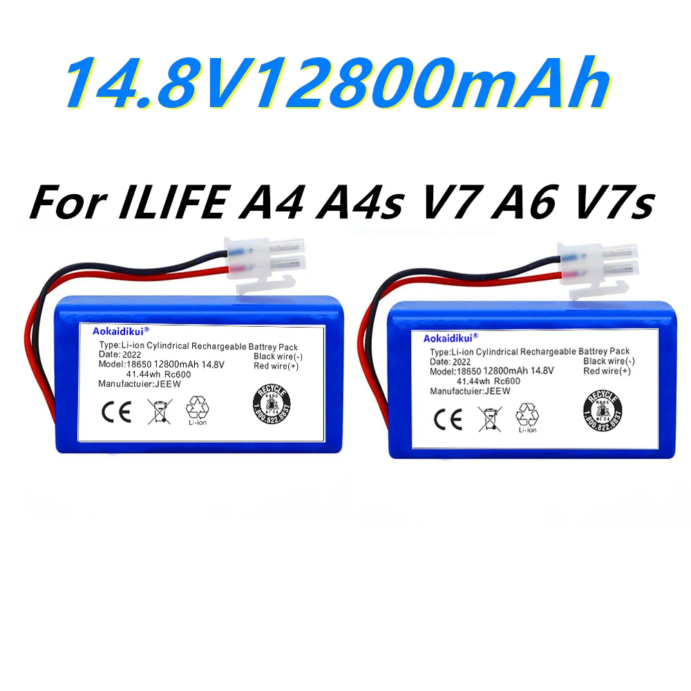 

NEW/14.8V 2800mAh 9800mAh 12800mAh Lithium Battery For ILIFE A4 A4s V7 A6 V7s Plus Robot Vacuum Cleaner ILife 4S1P Full Capacity