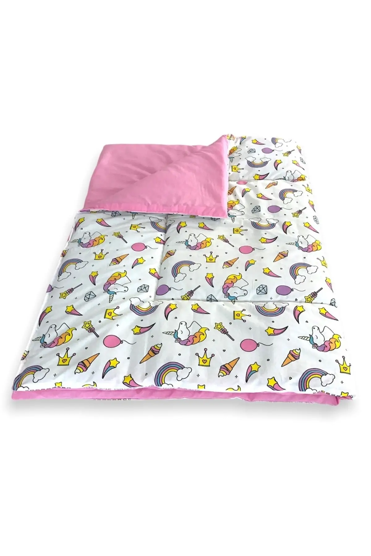 Cotton Baby Child Quilt Quilting 130x200 Cm White Unicorn Pink Fiber Baby & Child Quilt Home Textile Textile & Furniture