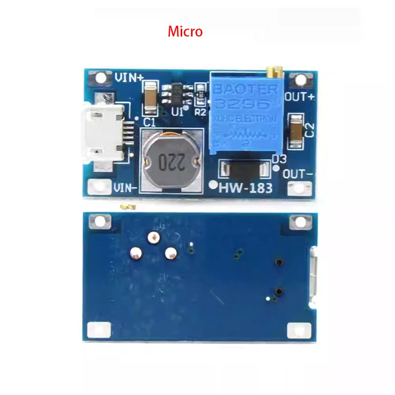 Фото 1/2/5 шт. Модуль повышающего преобразователя напряжения (Boost Converter) с выходом Type-C/USB 2A MT3608 DC-DC, максимальное напряжение 26В №2