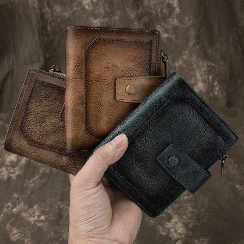 

Newsbirds Leather Short Wallet Coin Purse Men Women Card Wallet Clip Buckle Mens Wallet For Coins Short Purse Slim Wallets 2022