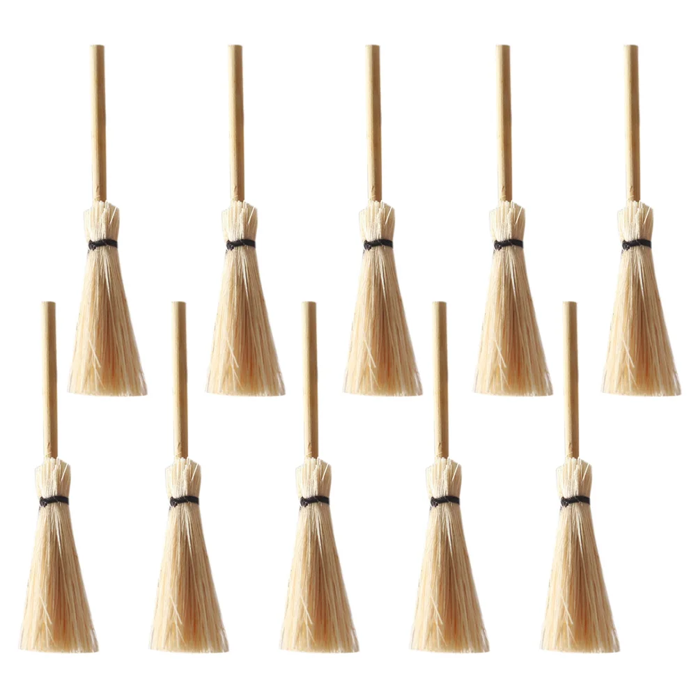 

12 Pcs Mini Broom House Supply Pendant Plaything Photo Prop Natural Bamboo Educational Simulation