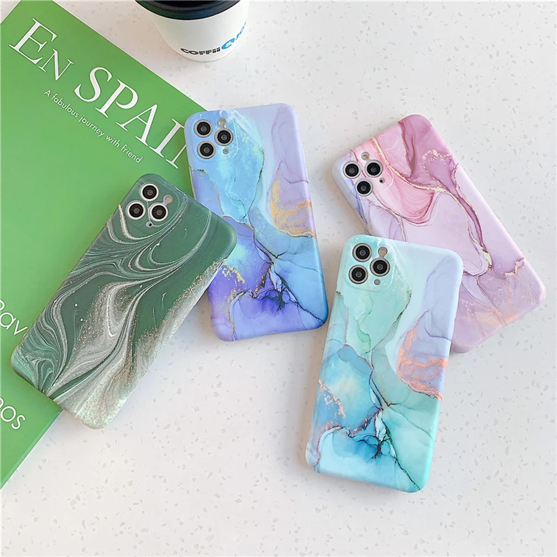 

Kowkaka Vintage Marble Phone Case For iPhone 11 13 Pro Max XR XS Max 12 Mini 7 8 Plus Luxury Fundas Camera Protection Back Cover